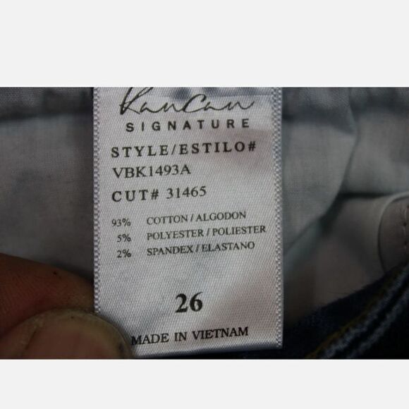 Kancan Estilo Skinny Distressed Dark Wash Denim Blue Jeans Size 26 DESTROYED HEM - Picture 7 of 7